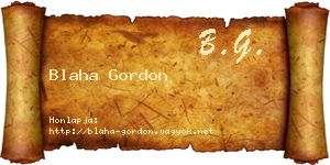 Blaha Gordon névjegykártya